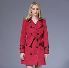 Пальто женское пальто для женщин, двубортное, средней длины, Европейское, красное, на весну 2024 - купить недорого