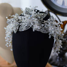 Diademas de cristal con hojas para novias, diademas suaves, accesorio para el cabello de boda 2024 - compra barato