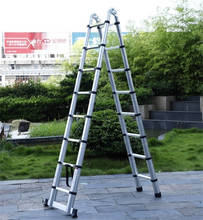 High Quality Thickening Aluminium Alloy Herringbone Ladder Portable Household 9+9 Steps Telescopic Ladders (2.65M+2.65M) 2024 - buy cheap