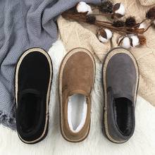 Inverno coreano quente e veludo plataforma casual sapatos de algodão liso feminino selvagem tamanho grande 41 42 43 44. 2024 - compre barato