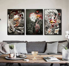 No frame Japanese Ukiyoe wall pictures for living room horrific Japan Samurai canvas print poster  pictures for home design 2024 - buy cheap