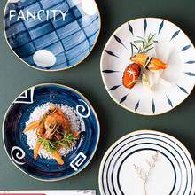 Fancity prato de cerâmica japonês, prato de sopa, prato profundo, prato de café da manhã, utensílios de mesa domésticos, prato de sobremesa, comida ocidental, sala de frutas 2024 - compre barato