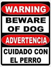 Aviso biquíngue cuidado com o sinal do cão. Placas de segurança em inglês e espanhol, alumínio e metal de 8x12 polegadas 2024 - compre barato