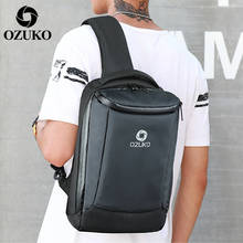 Ozuko bolsa masculina de peito oxford, bolsa casual de negócios com carregamento usb cruzando o corpo 2024 - compre barato