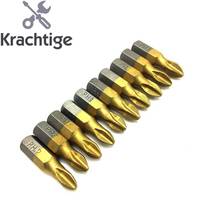 Krachwn-broca de chave de fenda com acabamento em titânio, 10 peças, cabeça de 25mm, 1/4 ", haste antiderrapante, ph2, brocas revestidas de titânio 2024 - compre barato