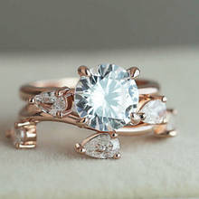 2020 Модные кольца с кристаллами для женщин ювелирные изделия аксессуары изысканные кольца Стразы с листьями из розового золота обручальное кольцо подарок 2024 - купить недорого
