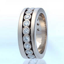 Huitan-anillos de boda para mujeres y hombres, joyas redondas brillantes pavimentadas, piedras de CZ, accesorios versátiles, joyería llamativa a granel, nueva moda 2024 - compra barato