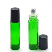 Frascos de vidro verde com rolo de 10ml, frasco de óleo essencial com fragrância vazia, frasco de 10ml com rolo 1 peça 2024 - compre barato