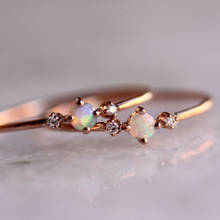 Moonstone anel simples design feminino noivado anel de cristal rosa ouro cor jóias para festa de casamento feminino opala pedra anel 2024 - compre barato