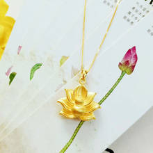 Kofsac colar feminino com pingente em prata esterlina 925, joia elegante, flor de lótus, cabaça 3d, colar de ouro abençoado 2024 - compre barato