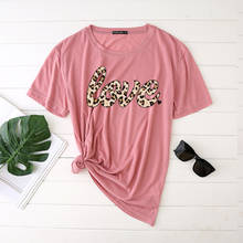 Женская футболка с леопардовым принтом Seeyoushy, с принтом сердечек, Милая футболка для влюбленных пар, женская рубашка в стиле Харадзюку, Женский Топ, одежда 2024 - купить недорого