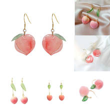 Fashion Korean Acrylic Trendy Pink Peach Drop Earrings For Women Girls Gifs Cute Sweet Jewelry Accessories 2024 - buy cheap