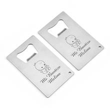 Abrebotellas de plata personalizado, Abrebotellas con tarjeta de crédito, recuerdo religioso, bautismo personalizado, regalo de primera comunión, recuerdo de bautizo, 25 uds. 2024 - compra barato