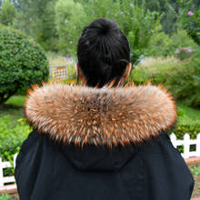 Natural Raccoon Fur Collar For Women Winter Coat Real Fur Hood Trim Scarf Big Fur Collar Female Removabl Neck Warmer Scarves 2024 - buy cheap