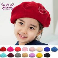 Nishine Baby Children Stretch Beret Hats Retro Wool infant newborn Caps British Style kids girls Bonnet Photo Props 2024 - buy cheap