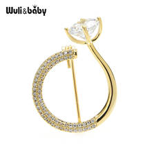 Wuli & baby-broches de diseño de anillo de circón cúbico para mujer, broche informal para fiesta y oficina, regalos 2024 - compra barato