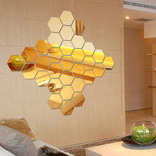 12 шт., 3D зеркальные шестигранные наклейки для домашнего декора 2024 - купить недорого