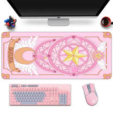 Pink Clow Card Mousepad Gamer Large Anime Cute Kawaii XL Rubber Gaming Mouse Pad Locking Edge Otaku Laptop Notebook Desk Mat 2024 - buy cheap