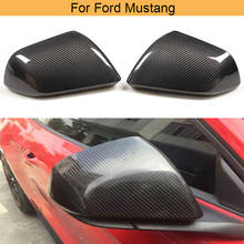 Espelho retrovisor do carro cobre tampas para ford mustang 2015 2016 2017 adicionar no espelho lateral tampas de fibra carbono escudo 2024 - compre barato