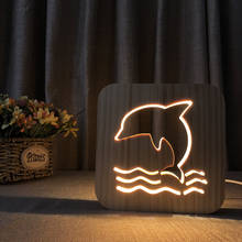 Glowing Wooden dolphin Sculpture 3D Illusion Luminaria Statue Home Decorative Craft Art Sculpture Bedroom decoration vintage art 2024 - buy cheap