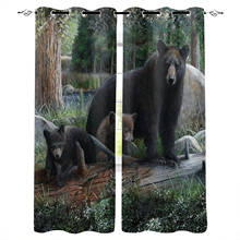 Bear Family Natural Wild Animals Forest Blackout Curtains For Living Room Bedroom Printed Window Treatment Drapes Home Decor 2024 - buy cheap