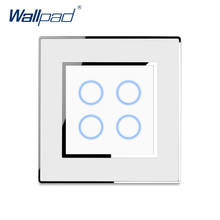4 gang 2 way interruptor de toque luz parede com led azul indicador wallpad luxo acrílico painel 10a AC110-230V 1000w