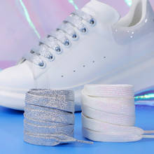 Блестящие белые шнурки для кроссовок цветные шнурки для обуви металлик блестящие шнурок золотого цвета серебряные плоские шнурки для спор... 2024 - купить недорого