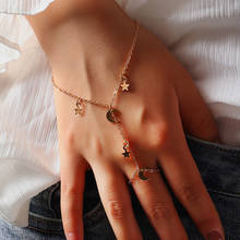 Pulsera de dedo con diseño elegante de estrella y Luna, cadena de borlas ajustable a la moda para mujeres/adolescentes, joyería única de boda 2024 - compra barato