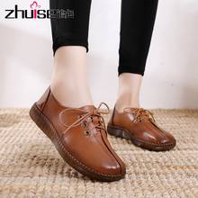 Autumn sports and leisure genuine leather mother shoes hand-stitched shoes tendon soft sole soft top women's single shoes 2024 - buy cheap