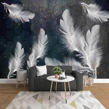 Milofi-papel tapiz 3D grande personalizado, mural nórdico minimalista, hermoso fondo de pluma blanca, decoración de pared, mural 2024 - compra barato