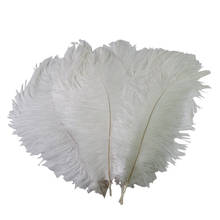 Penas naturais de avestruz brancas 15-75cm, para artesanato, carnaval, festa, casamento, casa, decoração 2024 - compre barato