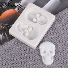 Aomily Tricky Halloween Skull Shaped Silicone Molds DIY Handmade Fondant Cake Mold Sugar Craft Chocolate Moulds Tools Cake Decor 2024 - buy cheap