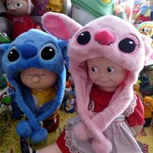 Disney-gorro de peluche de Stitch y Angel para niño, muñeco de felpa con aislamiento de invierno, regalo de cumpleaños 2024 - compra barato