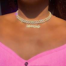 geometric Miami cuban link chain choker necklace for women iced out bling hip hop high quality women cuban chains 15inch 16inch 2024 - buy cheap