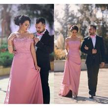 Vestido de gala largo de sirena árabe para mujer, vestido de noche Formal con hombros descubiertos, color rosa, 2021 2024 - compra barato