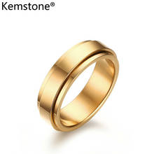 Kemstone 6mm spinner clássico ouro prata banhado anel de aço inoxidável jóias presente para homem 2024 - compre barato