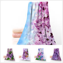 Пользовательские лиловые цветы 35*75 см полотенце для лица s гранулированное бамбуковое волокно мочалка быстросохнущее спортивное полотенце 2024 - купить недорого