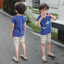 New children's summer suit 2021 boy suit short-sleeved cover trend children's clothing set 2024 - buy cheap