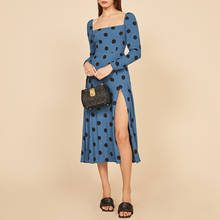 Woman Polka Dot Dress Long Sleeve Square Neck Chiffon Midi Dress Spring Autumn Office Lady Vintage Elegant Dresses For Women 2024 - buy cheap