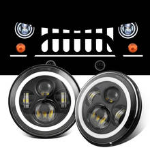 7 Polegada led faróis com anel de auréola âmbar turn signal para lada niva 4x4 suzuki samurai 7 "led drl auréola faróis para vaz 2101 2024 - compre barato