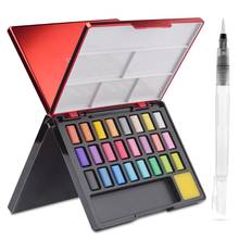 FABER CASTELL Solid Watercolor Paint 24 Color Professional Glitter Pearlescent Shiny Metallic Colors Set With A Water Brush Pen 2024 - buy cheap