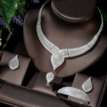 Hibride luxo único africano pulseira anel conjunto para o casamento feminino zircão cúbico cristal cz dubai conjunto de jóias de noiva BijouxN-1404 2024 - compre barato