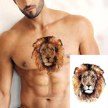 Tatuagem adesiva temporária, tatuagem de animais grandes e amarelos com leão, king, para homens e mulheres 2024 - compre barato