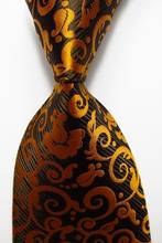 Gravata caxemira masculina 9cm, gravata em seda dourada e branca, tecido jacquard, 100% 2024 - compre barato