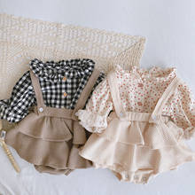 Ropa Vintage para niña, camisa de blusa Floral de lino y algodón para niña, pelele, vestido para bebé recién nacido, trajes para niña 2024 - compra barato