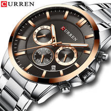 CURREN-Reloj analógico de acero inoxidable para hombre, accesorio de pulsera de cuarzo resistente al agua con cronógrafo, complemento masculino de marca de lujo con esfera luminosa y estilo informal 2024 - compra barato