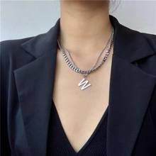 Fashion Personality Hip Hop W Letter Pendant Necklace Titanium Steel Multi Layer Necklace For Women Jewelry Christmas Gift 2024 - buy cheap