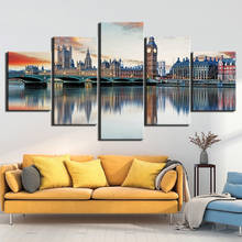 Wall Artwork Canvas Modular Poster 5 Panel City View Home Decoration Paintings HD Printed Living Room Framework Building Picture 2024 - buy cheap