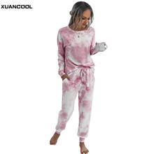 2021 Women's 2 Piece Tie Dye Drop-shoulder Sweatsuit Outfits Lounge Pajamas Set Loungewear Clothes for Women Tracksuit 2024 - buy cheap