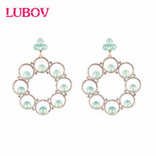 LUBOV Round Shaped Hollow Design Drop Erarrings Big Brand Luxury Starburst Pendant Crystal Gem Statement Earrings Jewelry 2024 - buy cheap